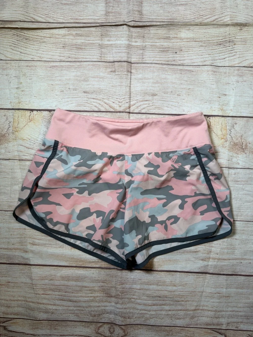 Justice Pink and Gray Camo Athletic Shorts